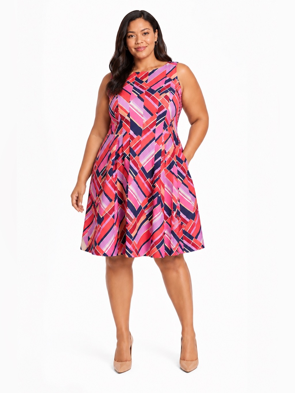 Vince Camuto Plus Printed Scuba Fit & Flare Dress Size 22W NWT